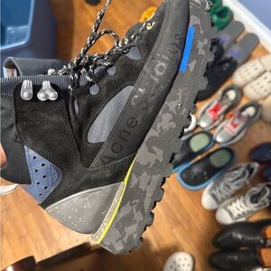 Acne studios men’s Black, Gray and Blue Trail Boot